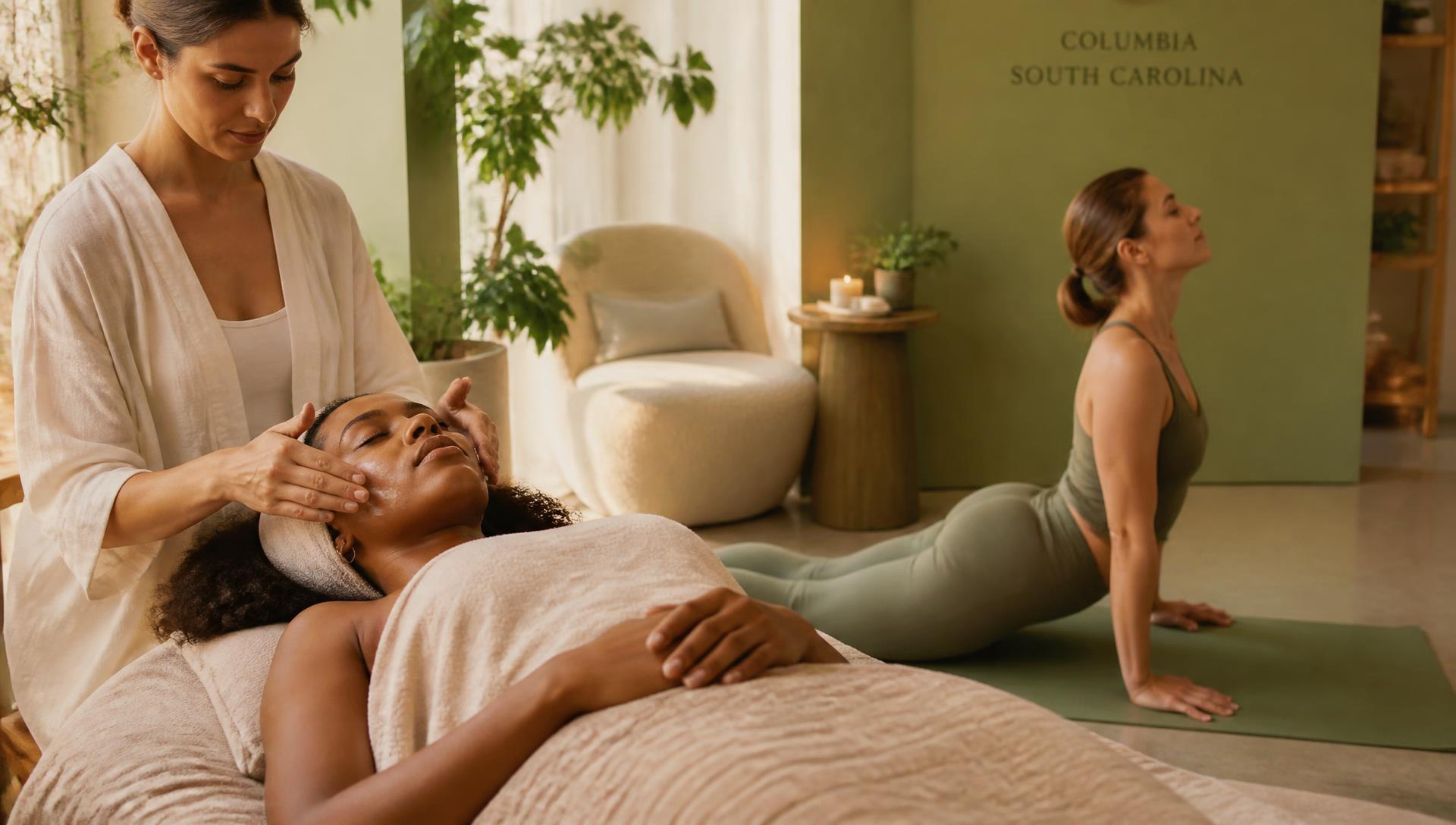Wellness practitioners caring for clients in a calm Columbia, South Carolina studio